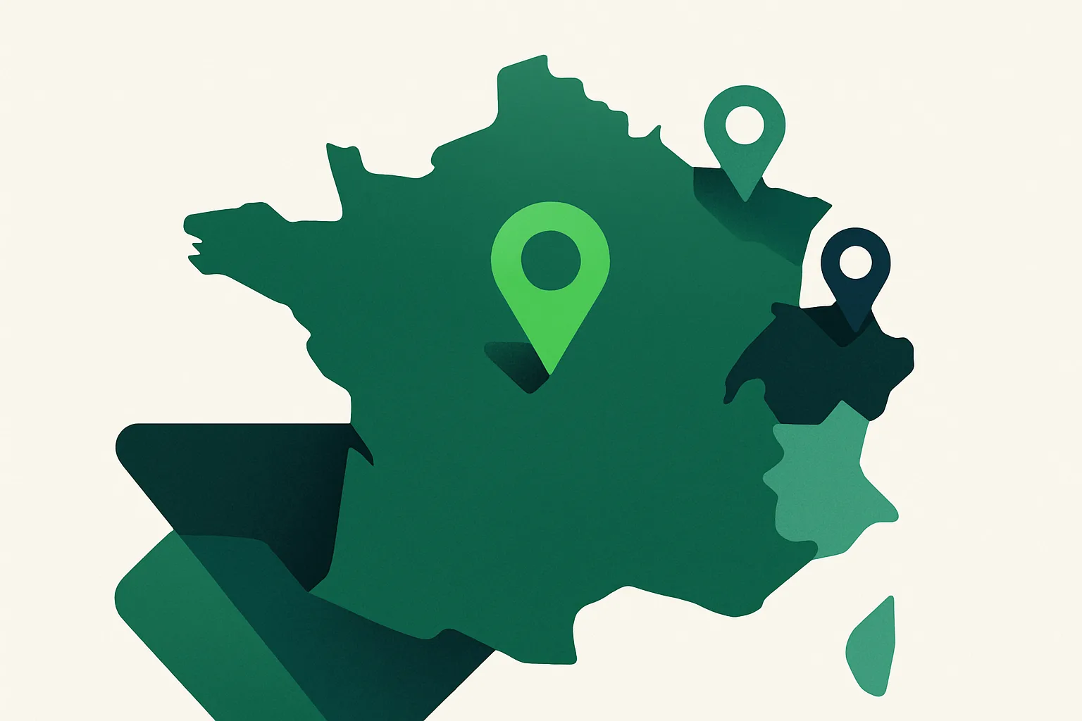 Carte stylisée indiquant la présence de Sinfony en France, Belgique et Luxembourg.