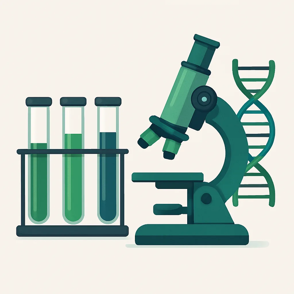 Objets de laboratoire représentant les sciences de la vie
