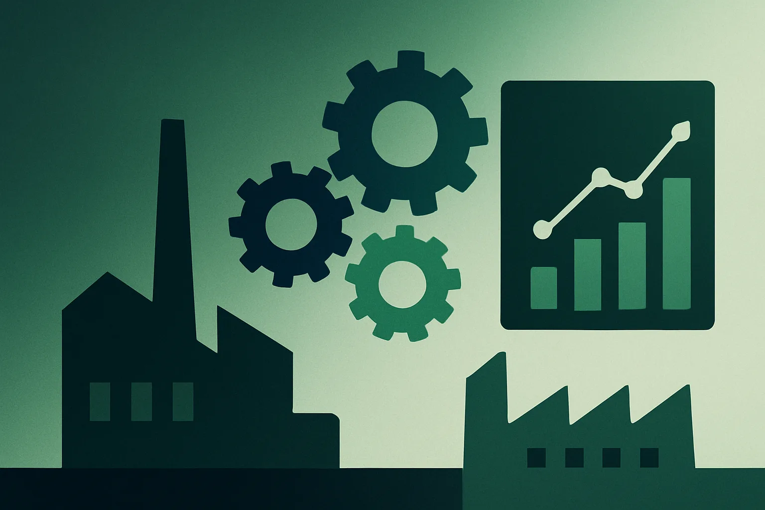 Illustration abstraite de transformation et résultats mesurables dans l'industrie.