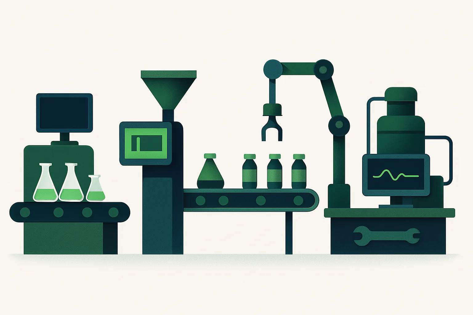 Chaîne de production industrielle illustrant la réduction de la variabilité opérationnelle