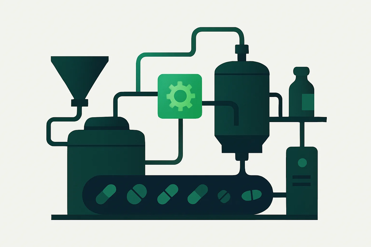 Illustration abstraite de processus industriels automatisés et connectés