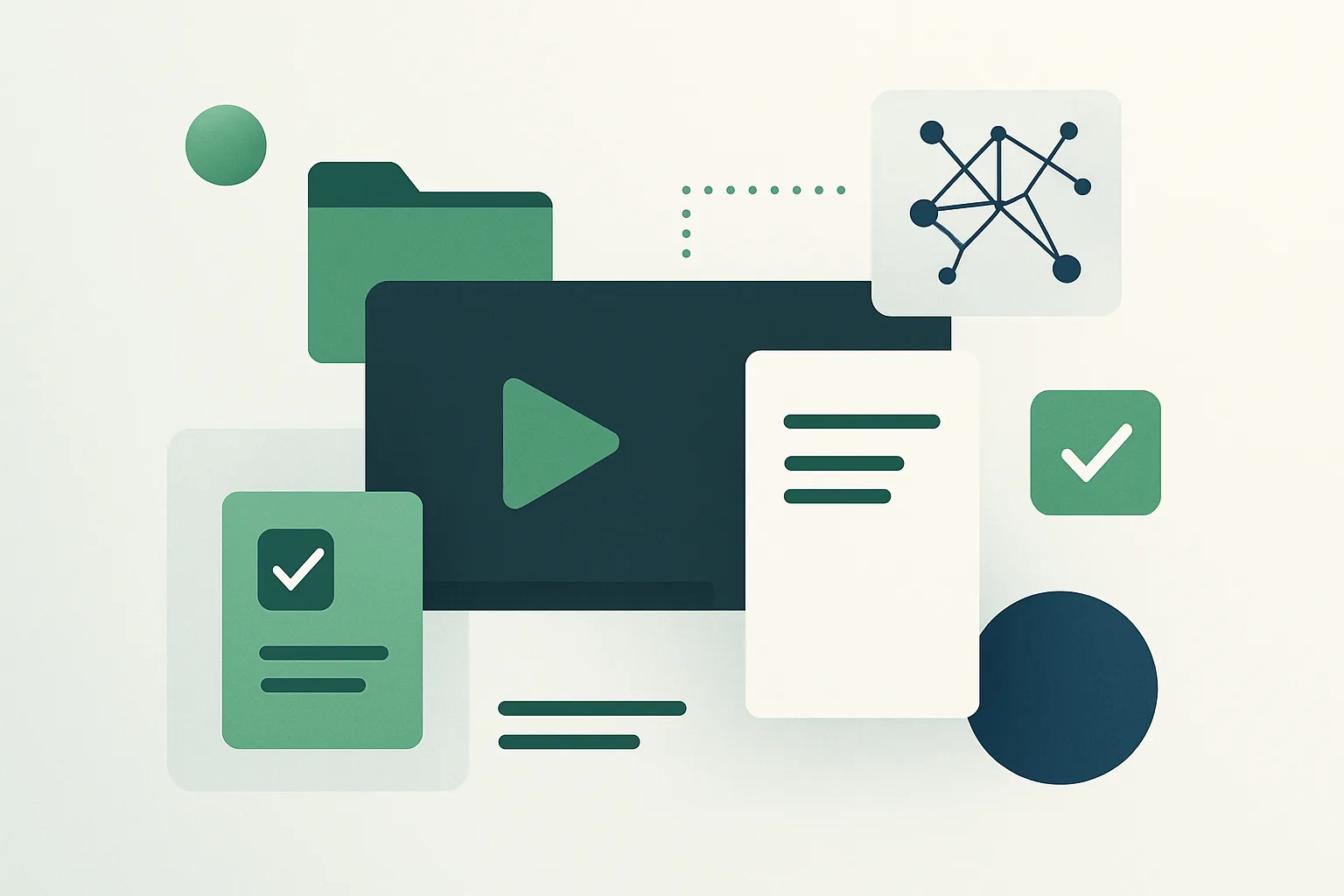 Illustration abstraite d'un espace de travail numérique avec modules et éléments IA
