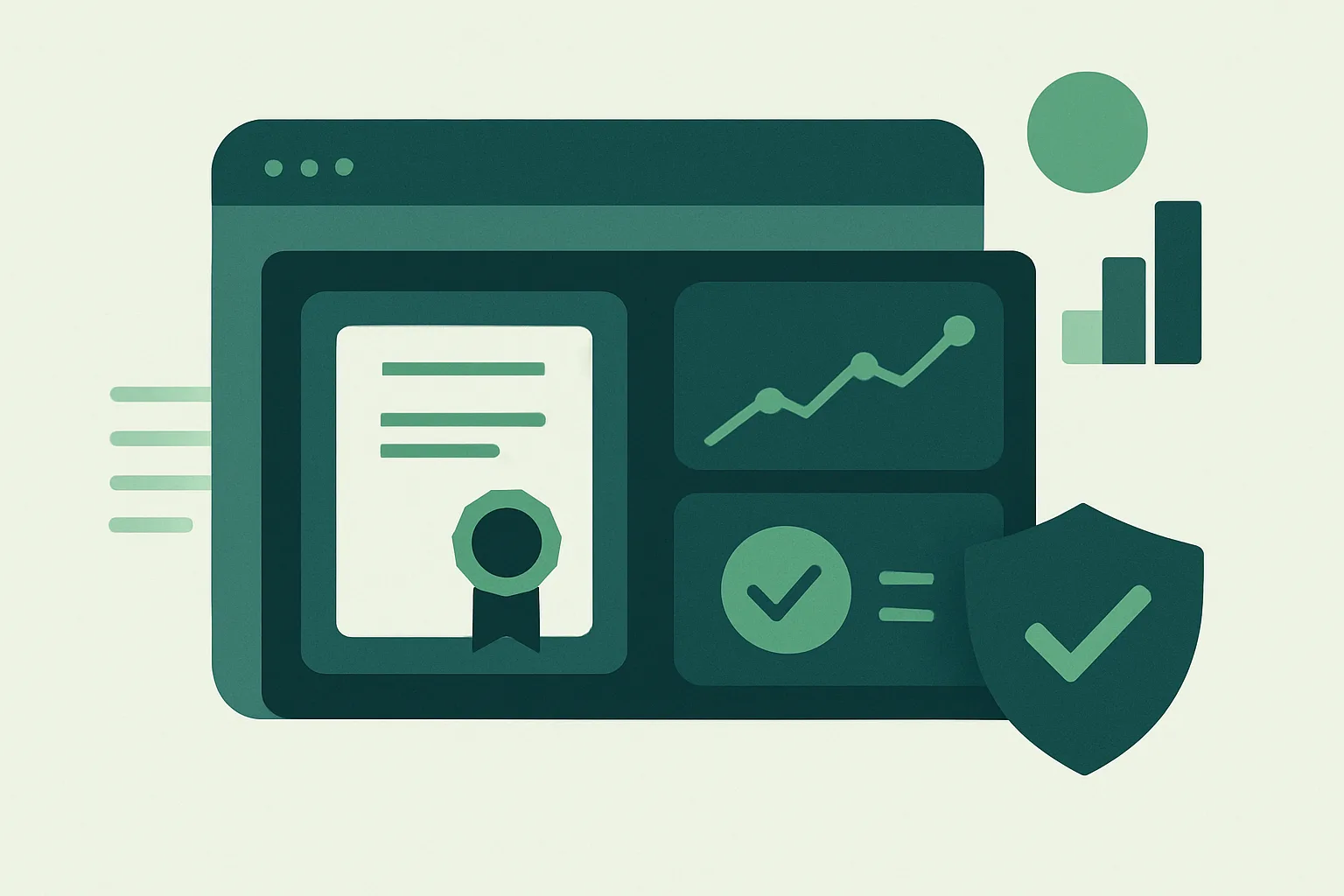 Illustration d'une plateforme LMS moderne avec éléments de conformité et d'analyse